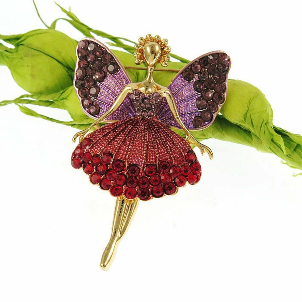 Pretty purple/lilac/red angel/fairy brooch